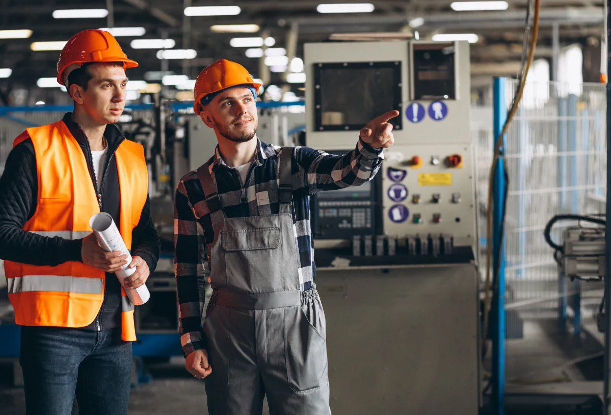 Dos-colegas-en-una-fabrica